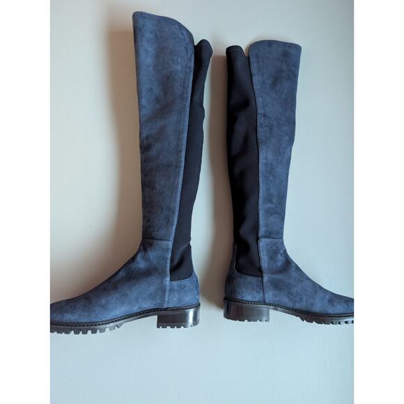 NIB Stuart Weitzman 5050 City Over-the-Knee Boots Size 5 Nice Blue Suede - Picture 3 of 13